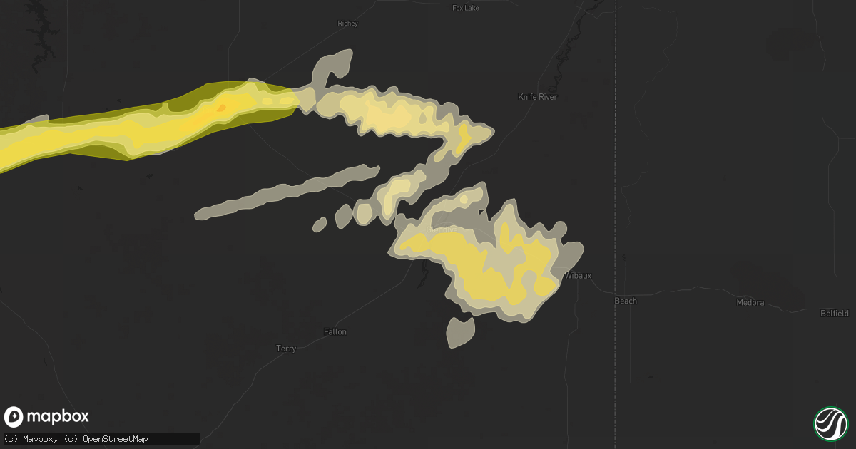 Hail map in Glendive, MT on July 24, 2014