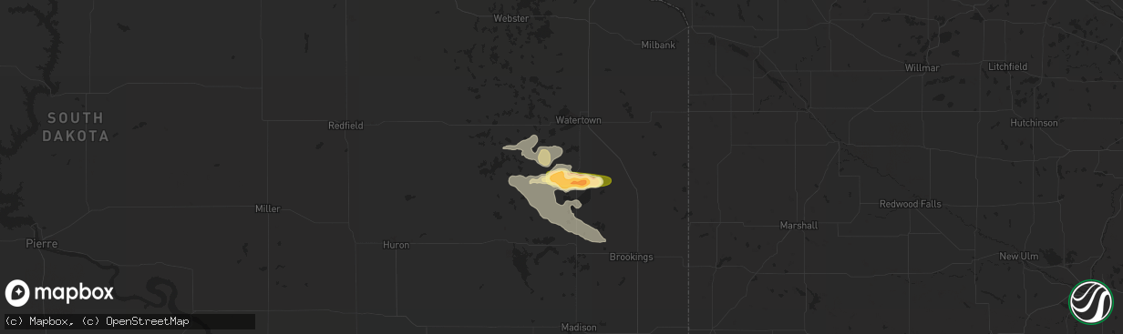 Hail map in Hayti, SD on July 24, 2014