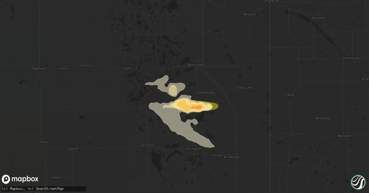 Hail map in Hayti, SD on July 24, 2014