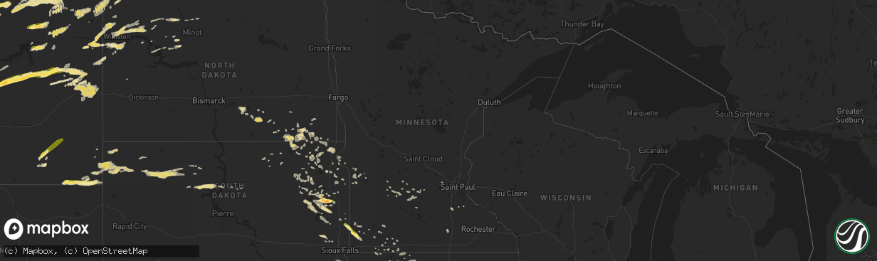 Hail map in Minnesota on July 24, 2014