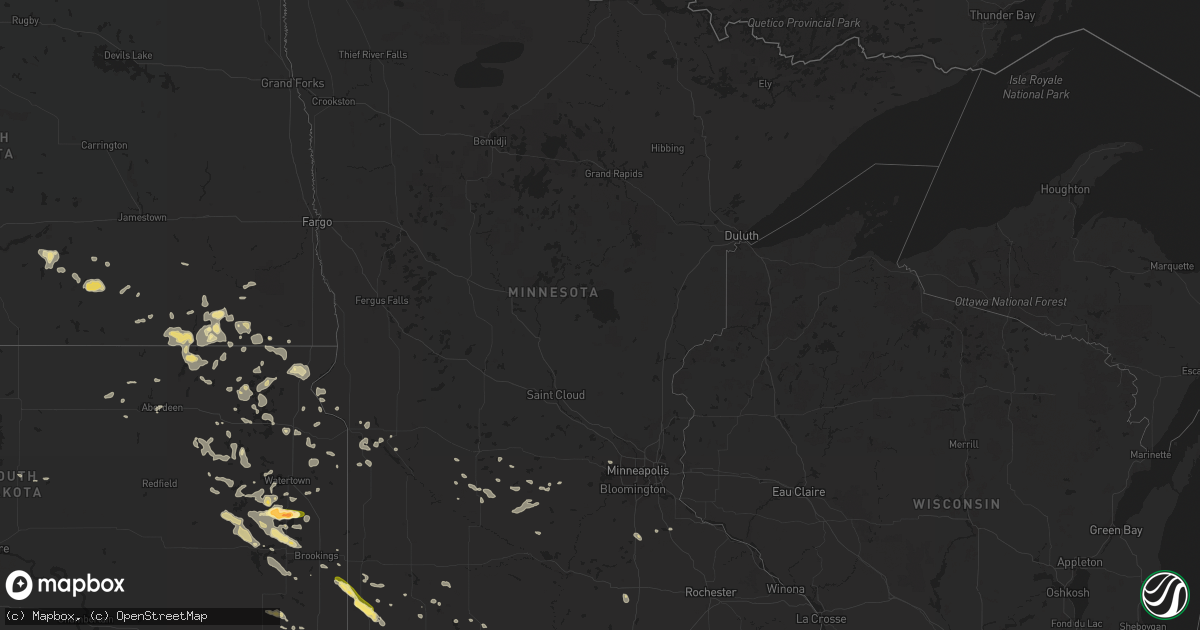Hail map in Minnesota on July 24, 2014