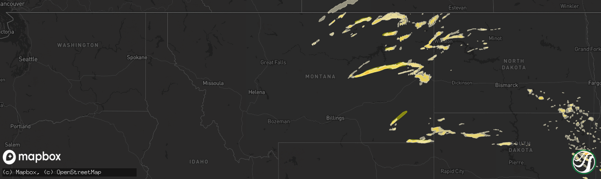 Hail map in Montana on July 24, 2014