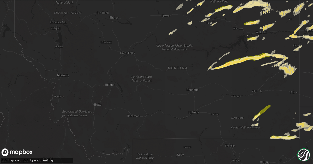 Hail map in Montana on July 24, 2014