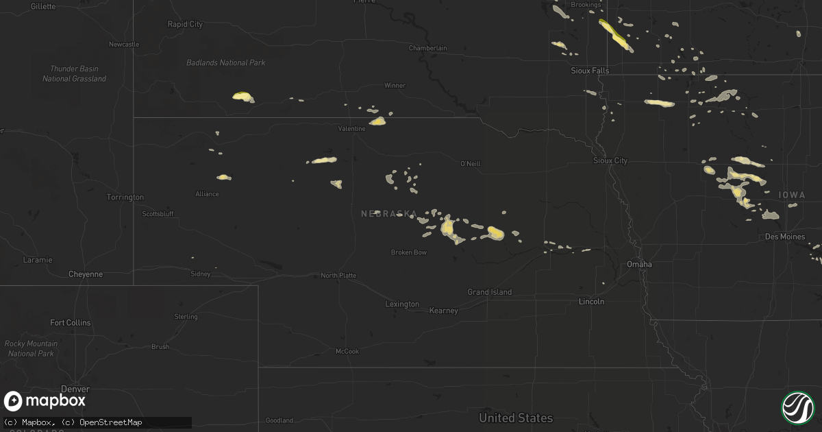 Hail map in Nebraska on July 24, 2014