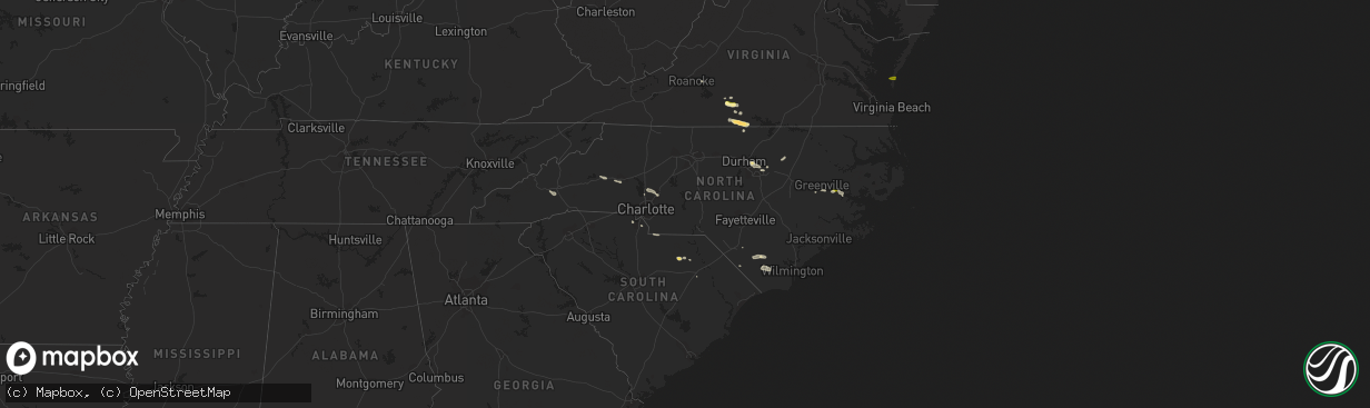 Hail map in North Carolina on July 24, 2014