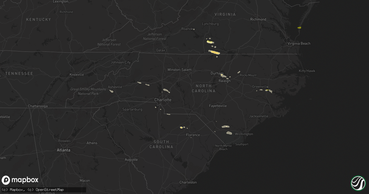 Hail map in North Carolina on July 24, 2014