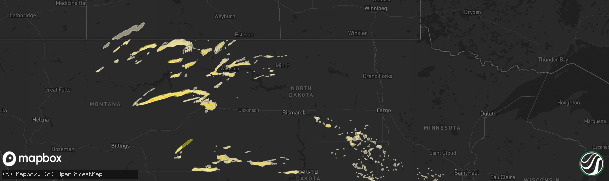 Hail map in North Dakota on July 24, 2014