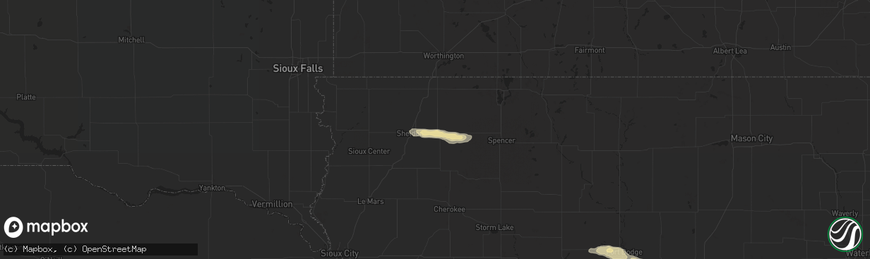 Hail map in Sanborn, IA on July 24, 2014