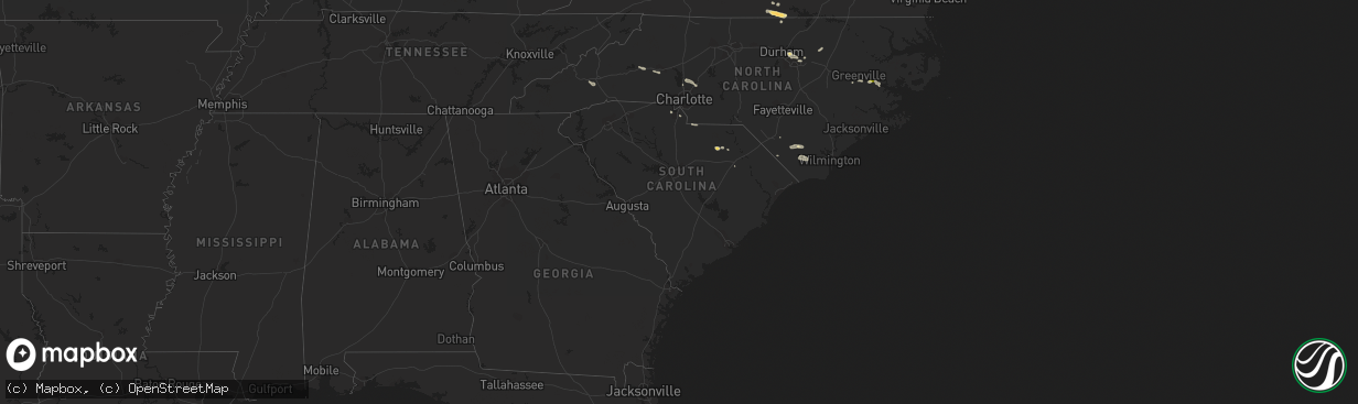 Hail map in South Carolina on July 24, 2014