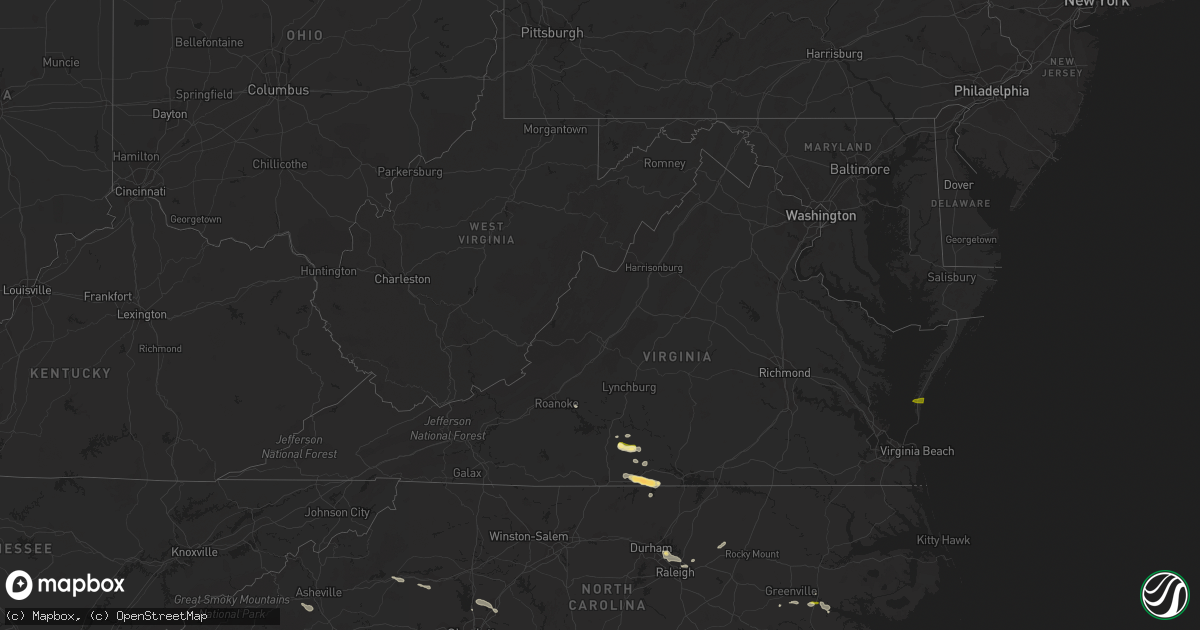 Hail map in Virginia on July 24, 2014