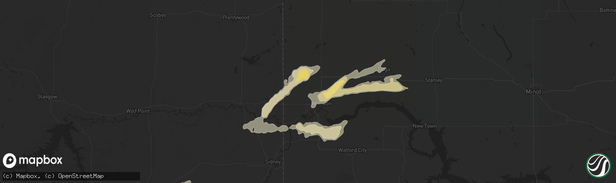 Hail map in Williston, ND on July 24, 2014