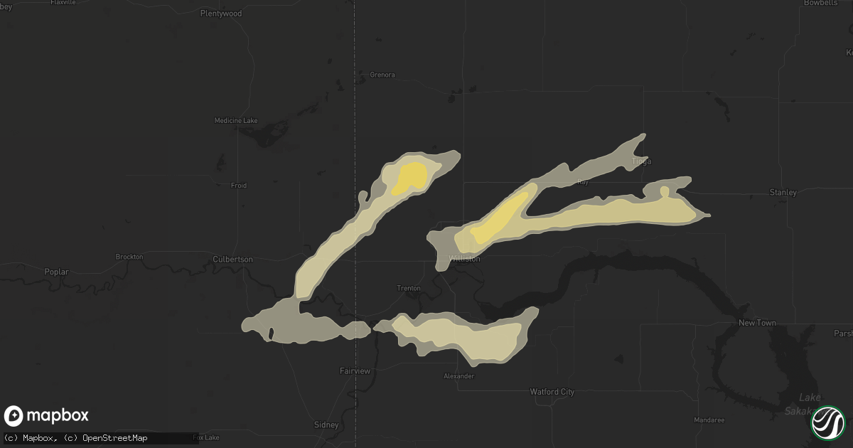 Hail map in Williston, ND on July 24, 2014