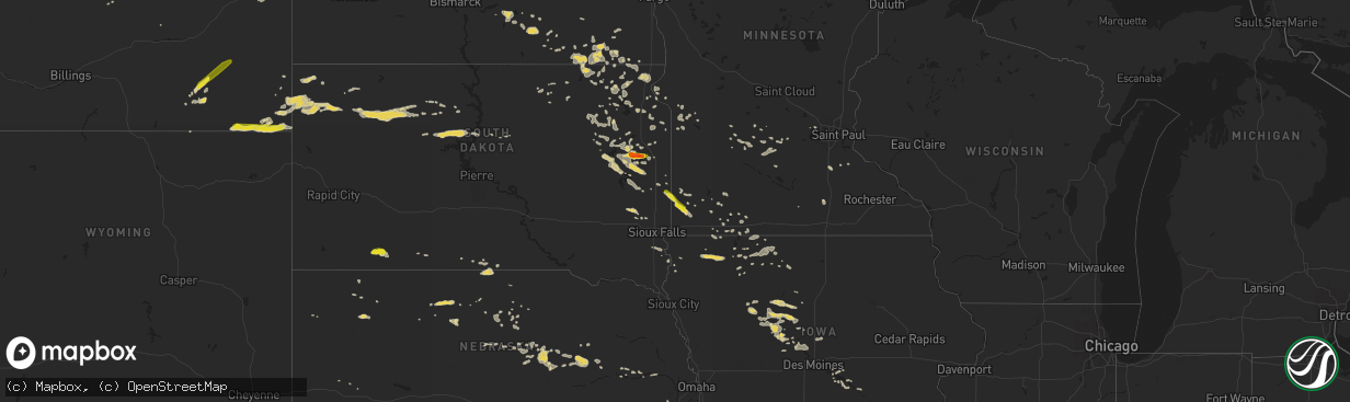 Hail map on July 24, 2014