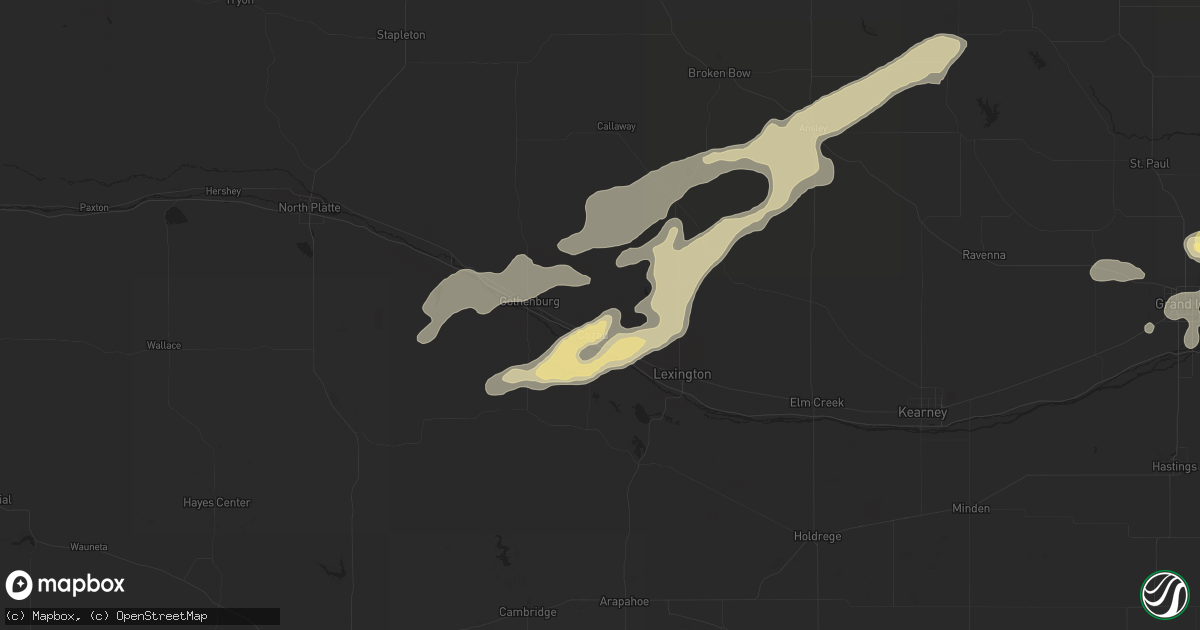 Hail map in Cozad, NE on July 24, 2015