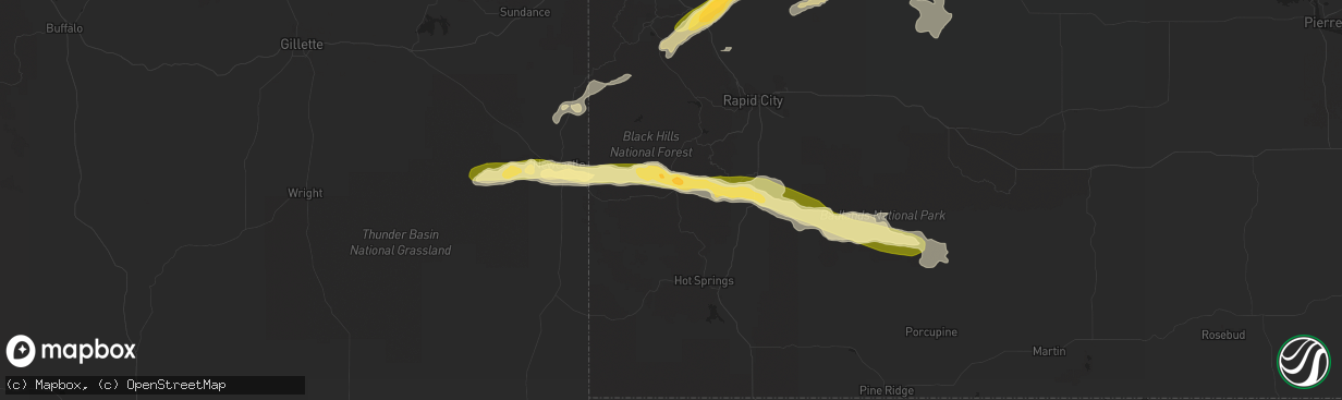 Hail map in Custer, SD on July 24, 2015