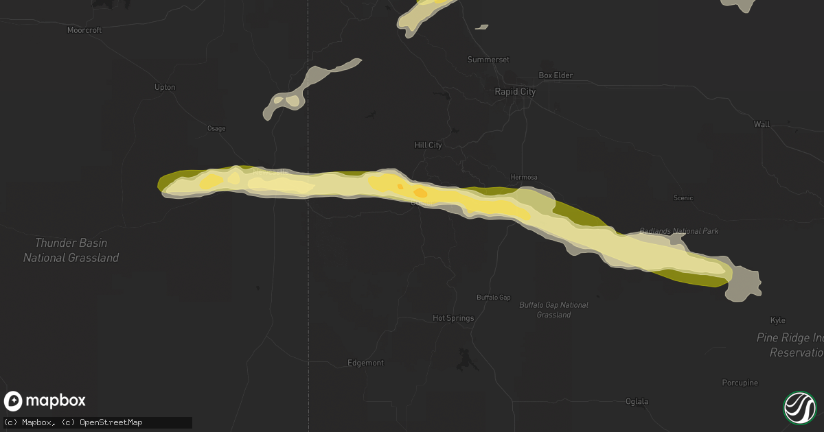 Hail map in Custer, SD on July 24, 2015