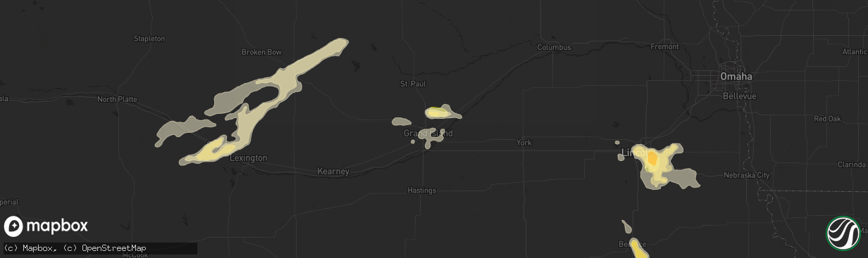 Hail map in Grand Island, NE on July 24, 2015