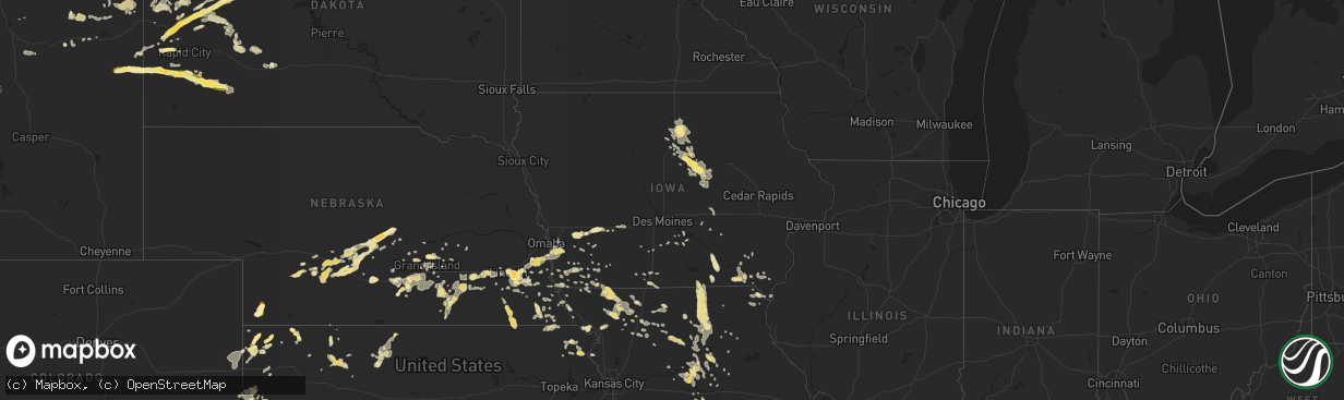 Hail map in Iowa on July 24, 2015