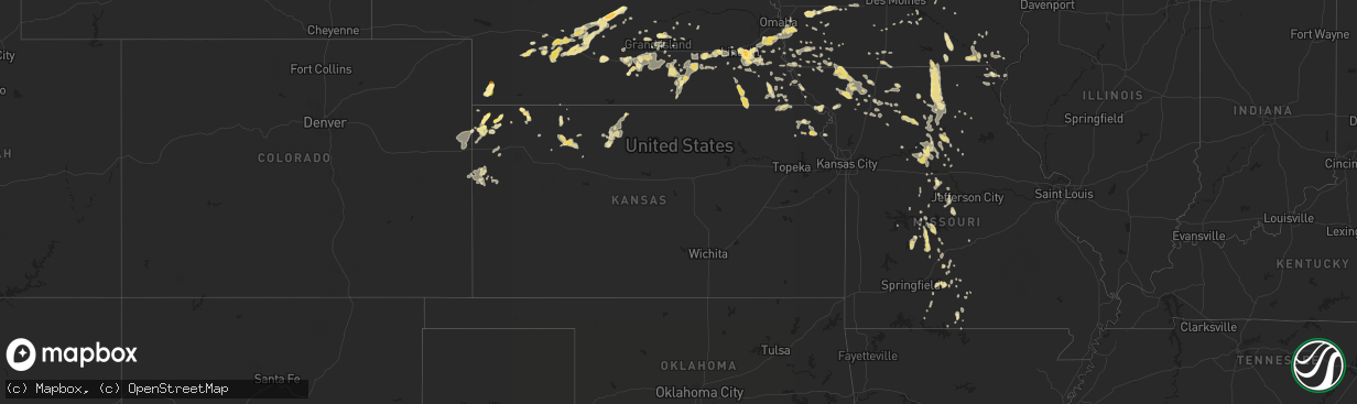 Hail map in Kansas on July 24, 2015