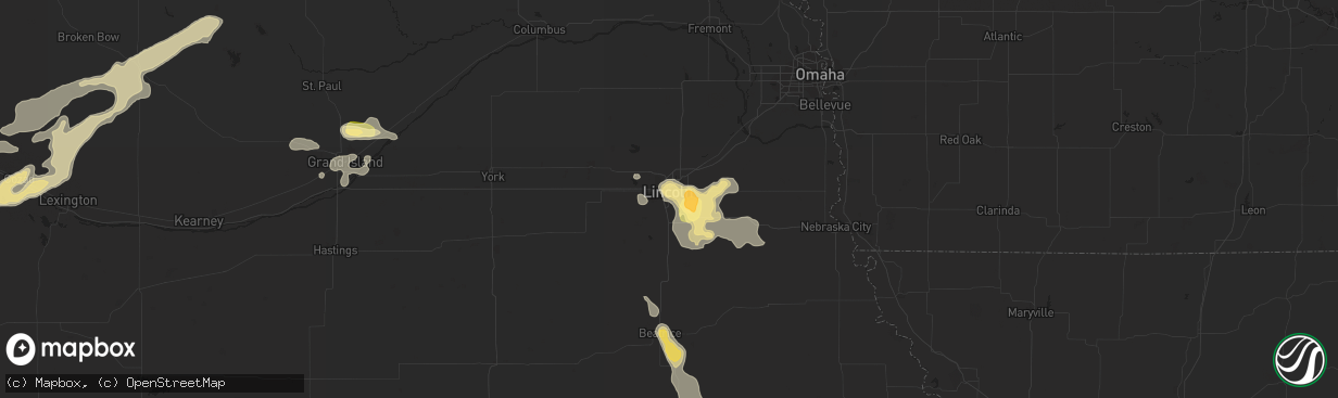 Hail map in Lincoln, NE on July 24, 2015