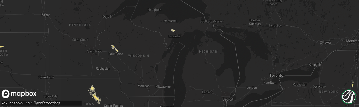 Hail map in Michigan on July 24, 2015