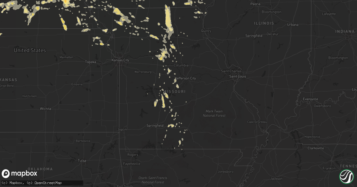 Hail map in Missouri on July 24, 2015