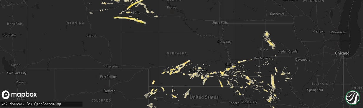 Hail map in Nebraska on July 24, 2015