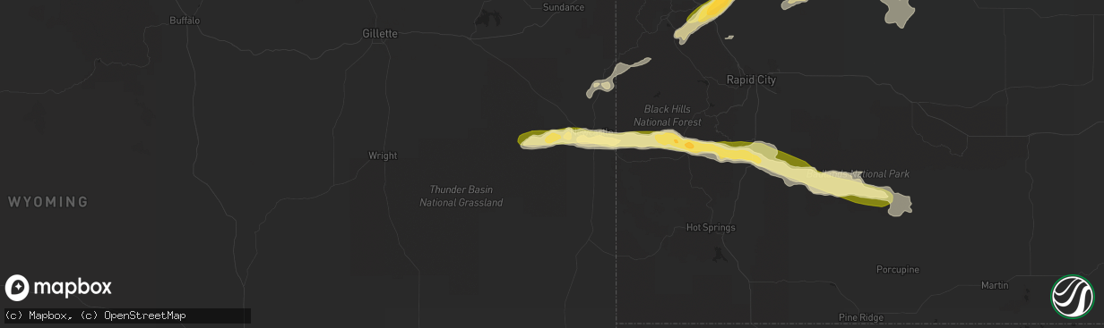 Hail map in Newcastle, WY on July 24, 2015