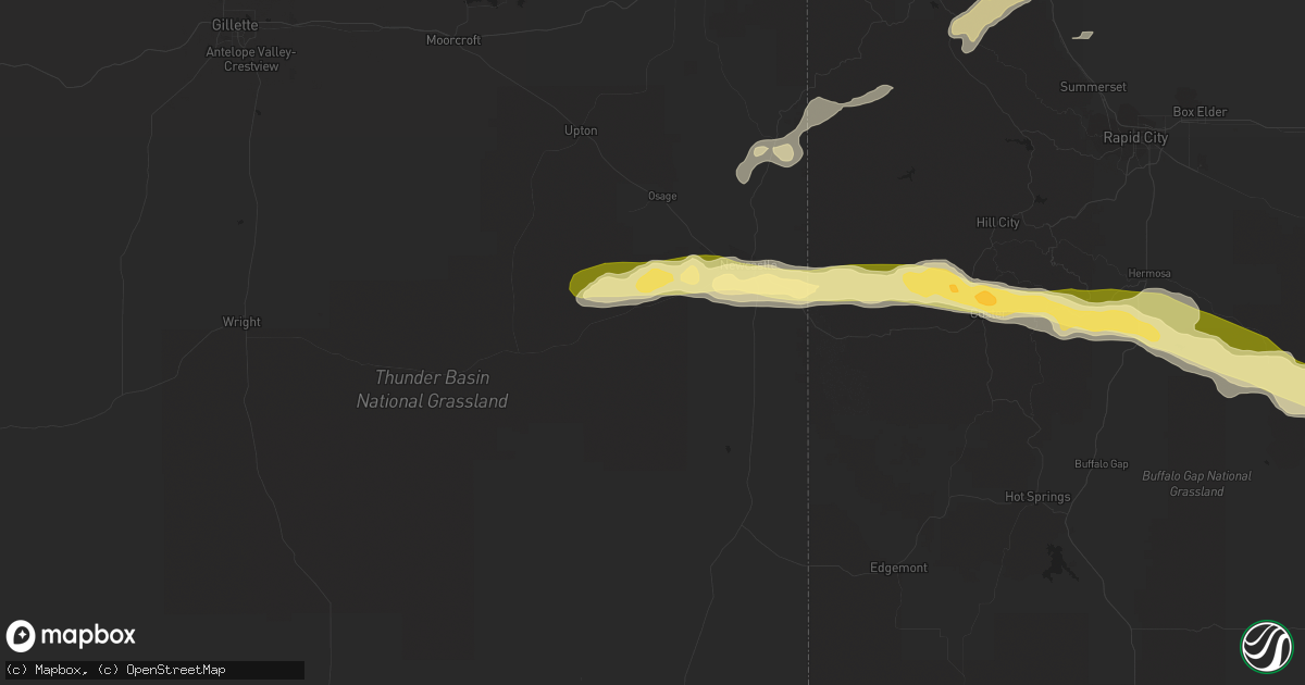 Hail map in Newcastle, WY on July 24, 2015