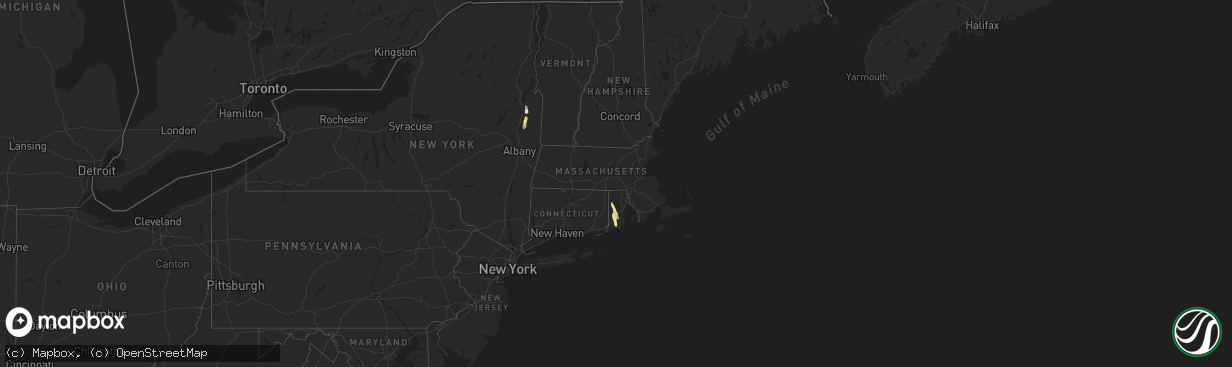 Hail map in Rhode Island on July 24, 2015