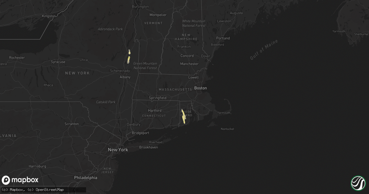 Hail map in Rhode Island on July 24, 2015