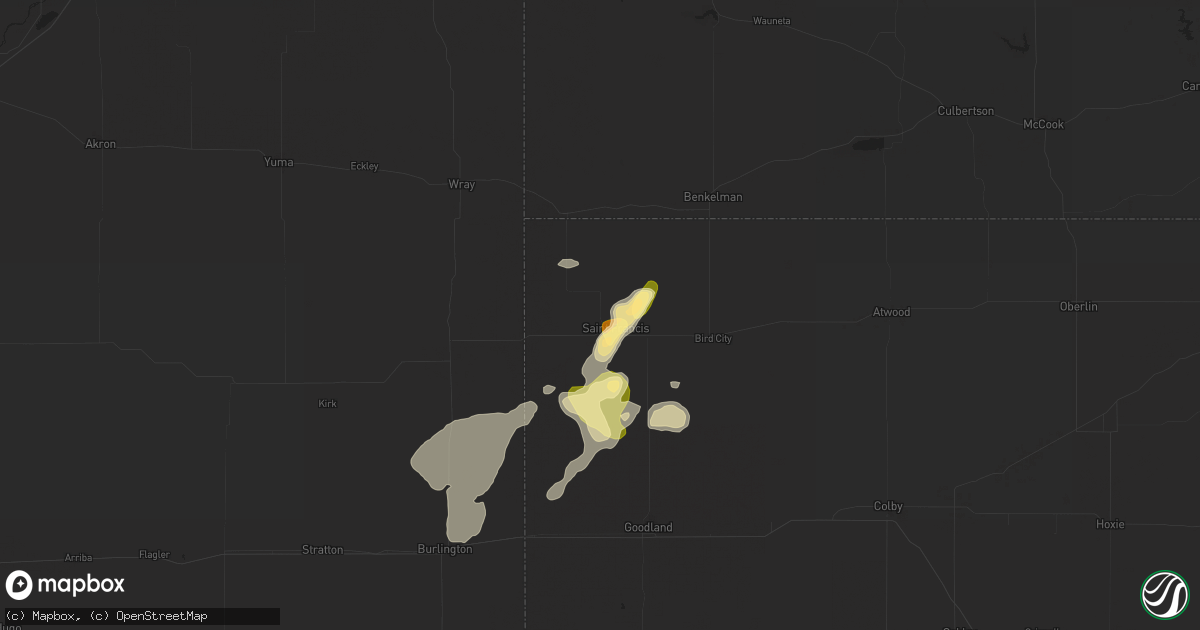 Hail map in Saint Francis, KS on July 24, 2015