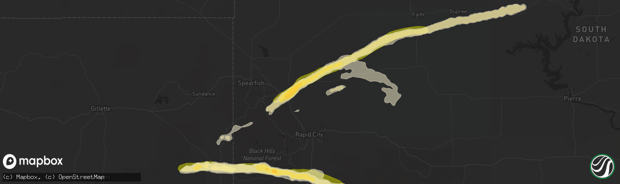 Hail map in Sturgis, SD on July 24, 2015