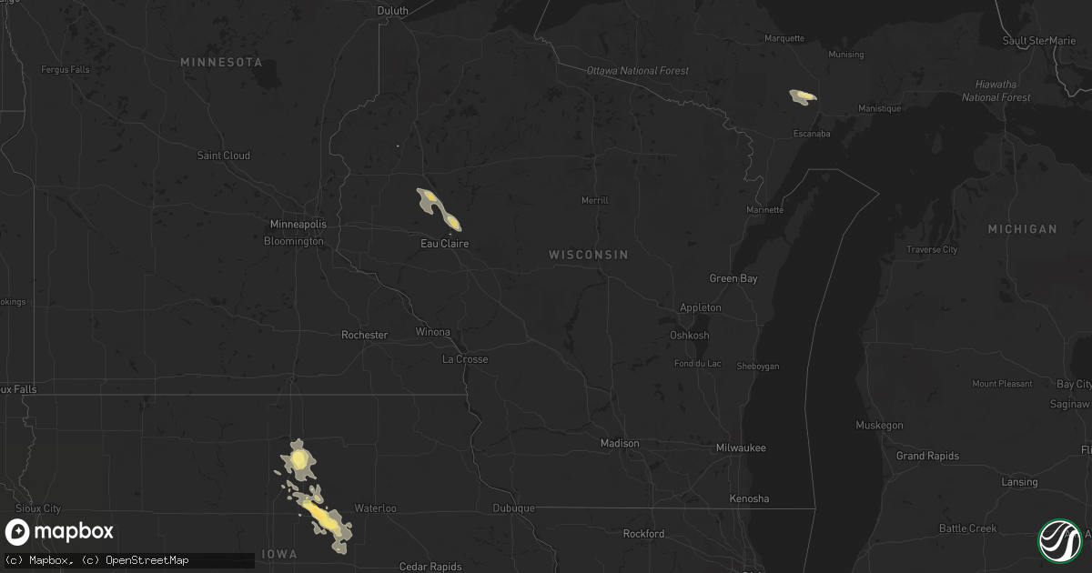 Hail map in Wisconsin on July 24, 2015