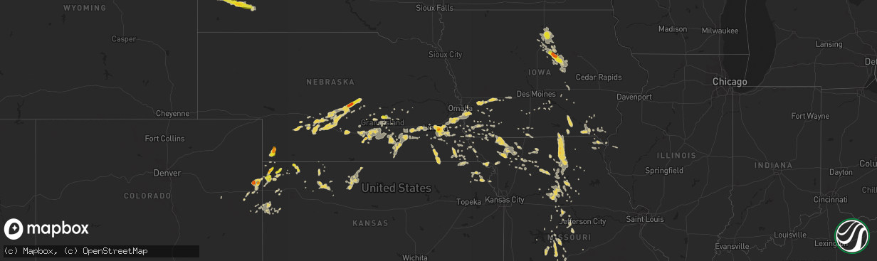 Hail map on July 24, 2015