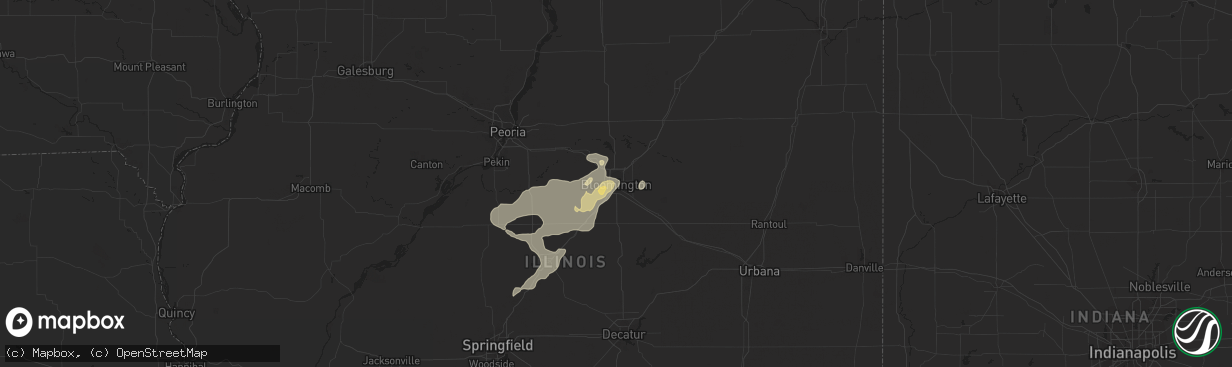 Hail map in Bloomington, IL on July 24, 2016