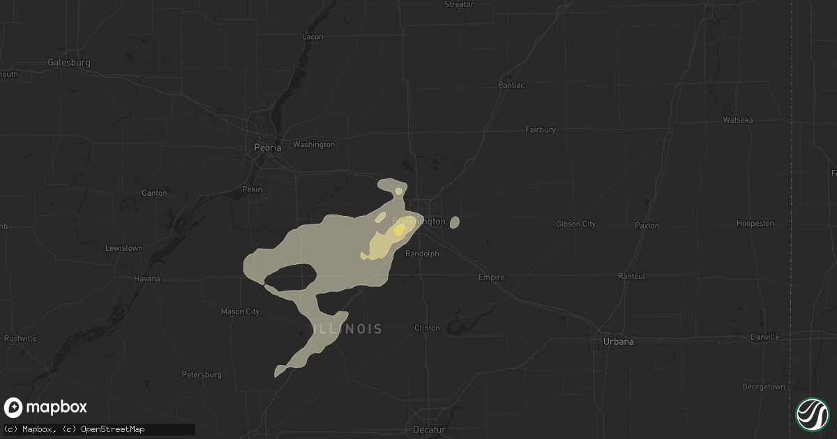 Hail map in Bloomington, IL on July 24, 2016