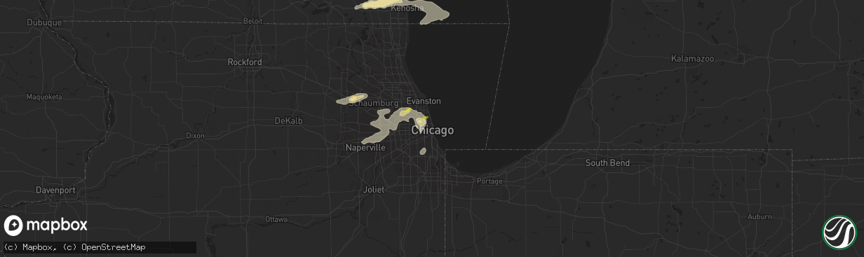 Hail map in Chicago, IL on July 24, 2016