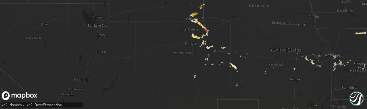 Hail map in Colorado on July 24, 2016