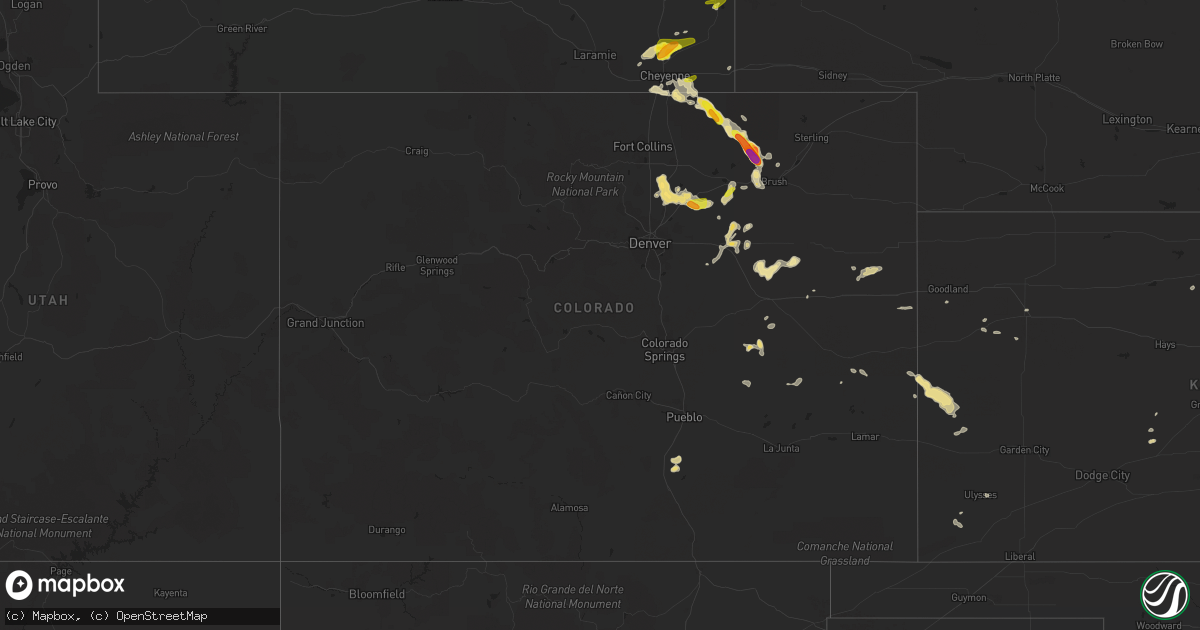 Hail map in Colorado on July 24, 2016