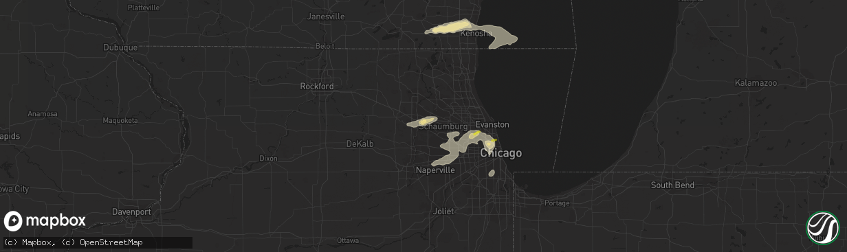 Hail map in Elgin, IL on July 24, 2016