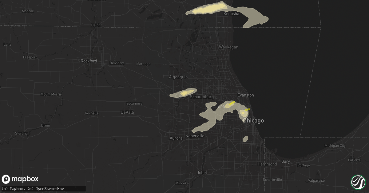 Hail map in Elgin, IL on July 24, 2016