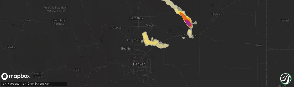 Hail map in Fort Lupton, CO on July 24, 2016