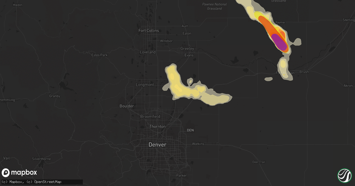 Hail map in Fort Lupton, CO on July 24, 2016