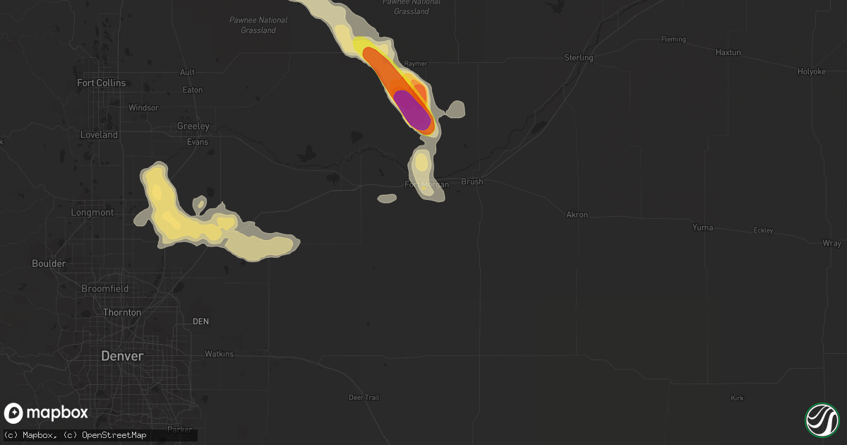 Hail map in Fort Morgan, CO on July 24, 2016