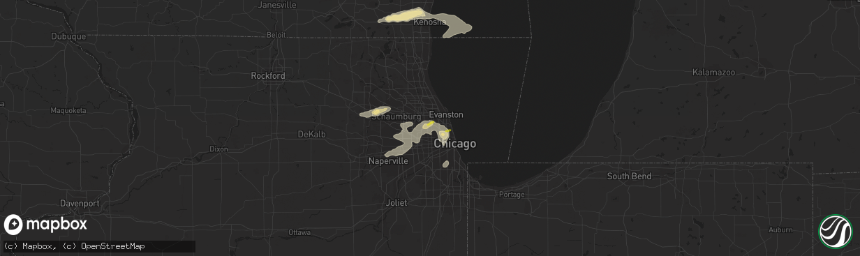 Hail map in Harwood Heights, IL on July 24, 2016