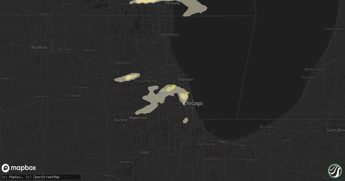 Hail map in Harwood Heights, IL on July 24, 2016