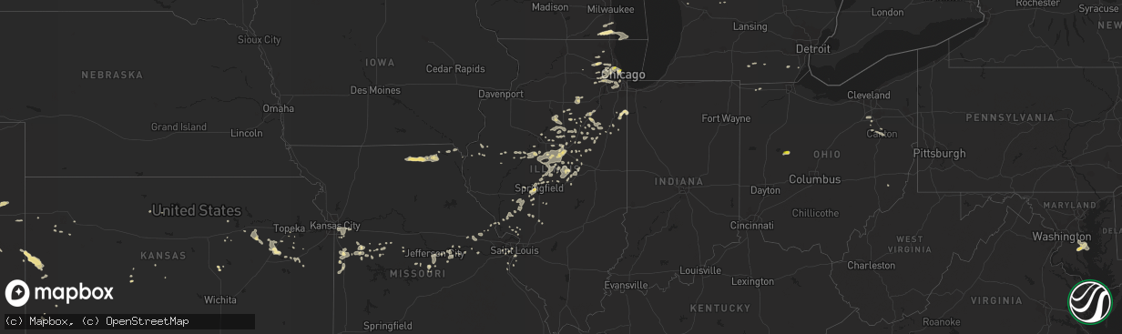 Hail map in Illinois on July 24, 2016