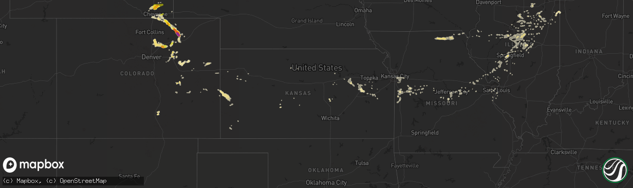 Hail map in Kansas on July 24, 2016