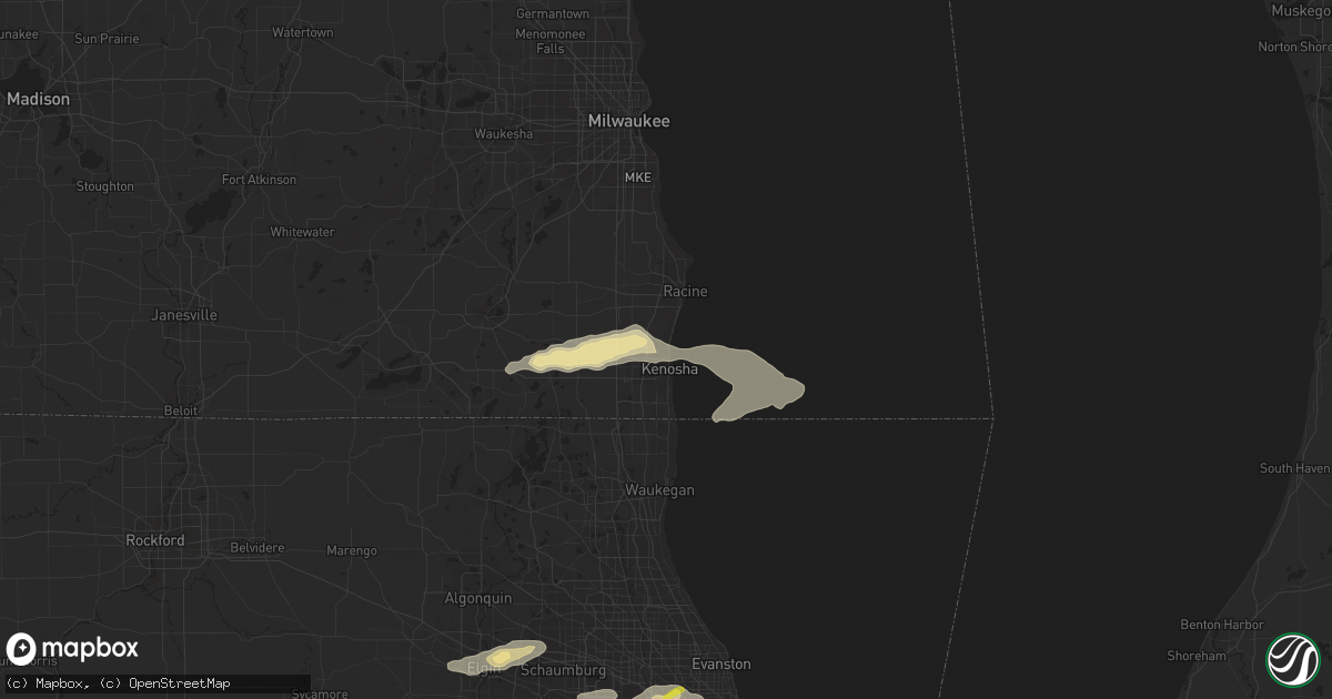 Hail map in Kenosha, WI on July 24, 2016